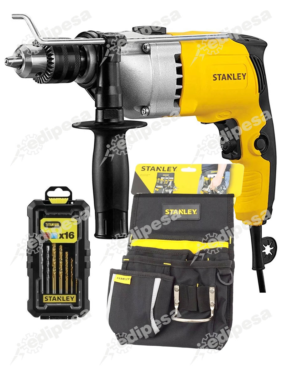 COMBO Taladro Percutor STANLEY STDH8013-B2 + Set Brocas + Cinturón Porta Herramientas
